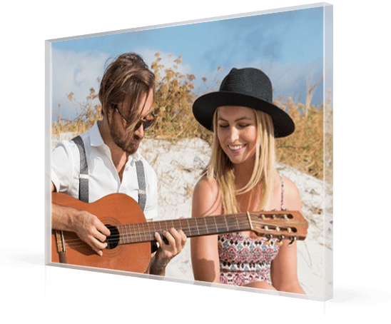 acrylic couple beach guitar
