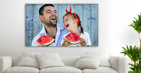 living room father daughter melon acrylic glass image